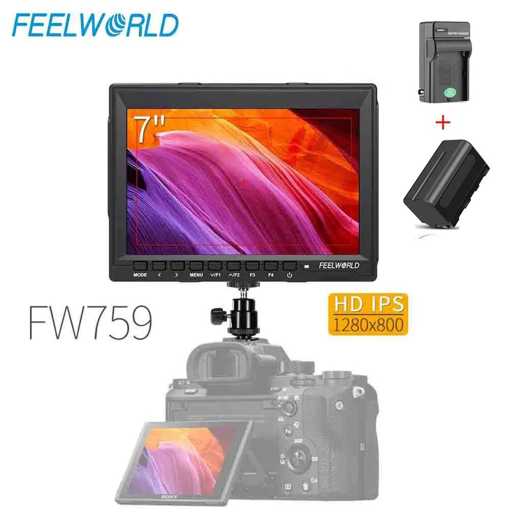 Feelworld FW759 ī޶ ʵ DSLR  , ŷ Ŀ HD LCD , NP750 ͸,  , 7 ġ IPS 1280x800